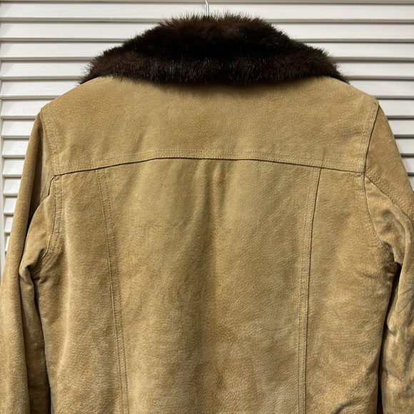 Vintage Tan Suede Fur Coat Jacket - Picture 7 of 7